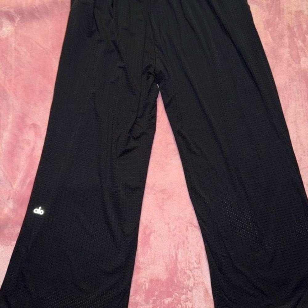 Alo Mesh All-Star Wide Leg Pant Size Medium Black